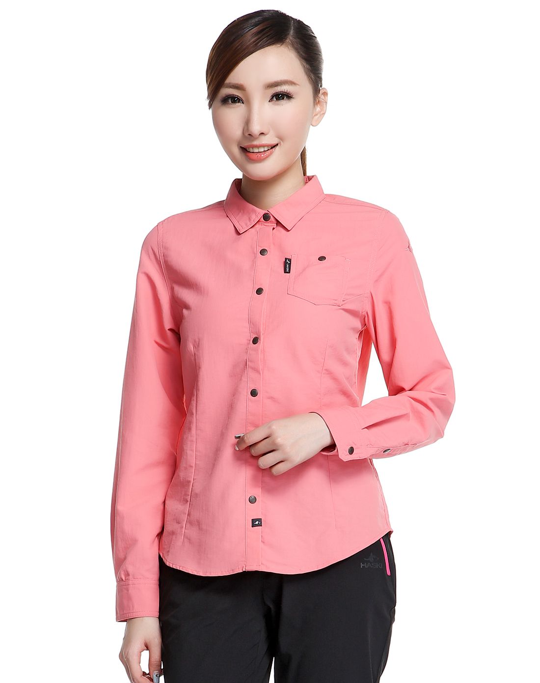 简约舒适 女款浅粉红色长袖衬衫