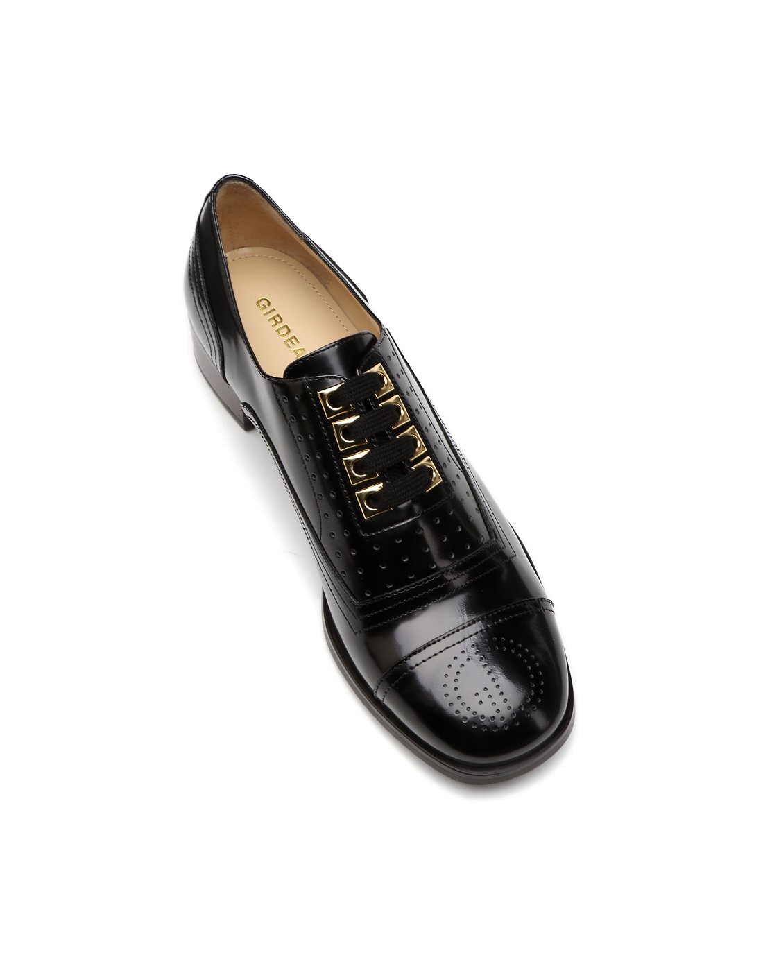 哥弟 英伦牛皮(开边珠)单鞋黑色