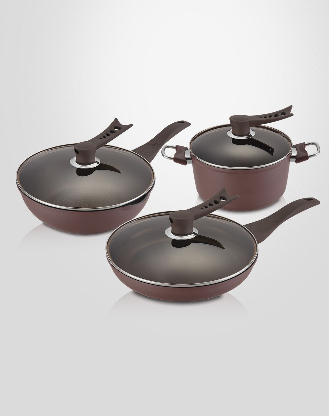 德世朗厨具 让家更有味道德世朗陶晶钻石套锅汤锅 炒锅 煎锅三件套dtj