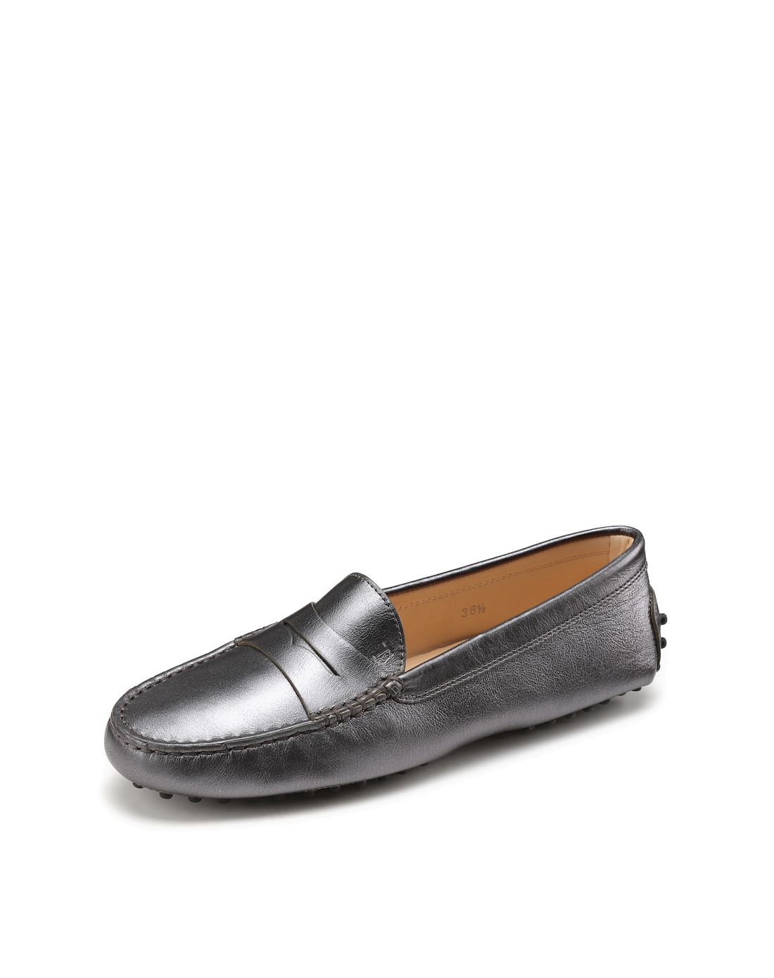 gommino系列女士银灰色亮面豆豆鞋