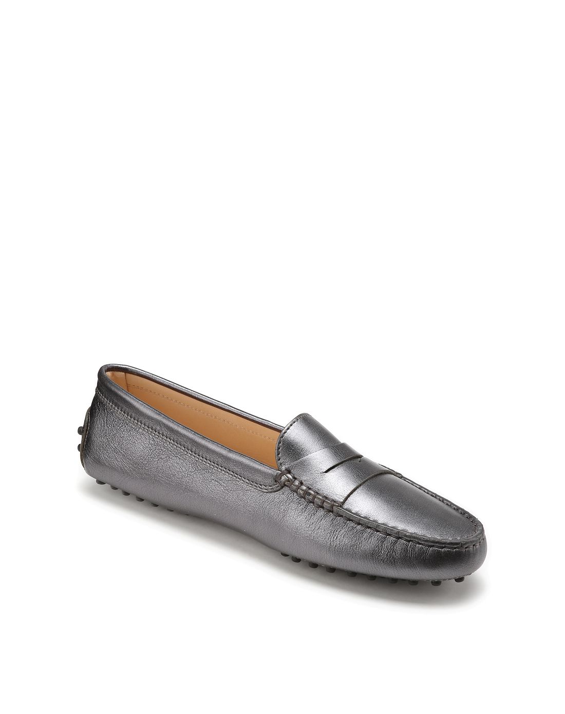 gommino系列女士银灰色亮面豆豆鞋