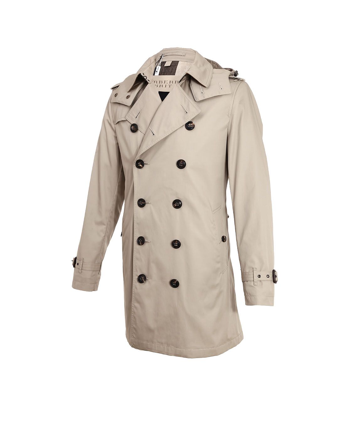 burberry男士浅灰色经典双排扣风衣