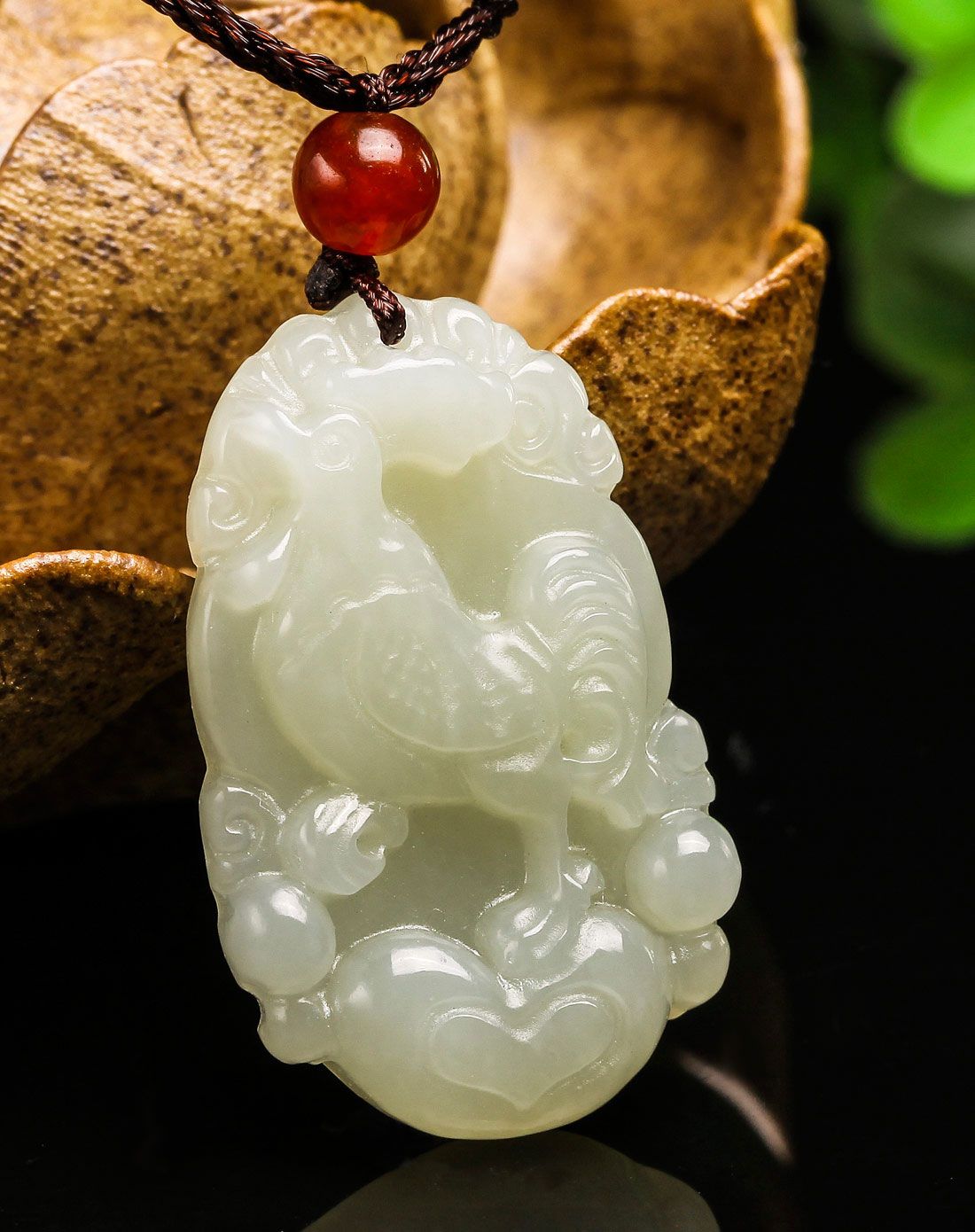 和田玉十二生肖鸡吊坠-恒定(附鉴定证书)