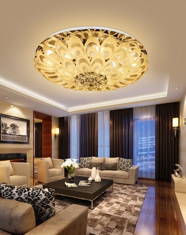 孔雀开屏升级款led客厅灯吸顶灯三档变光变色x24系列大号(60w)