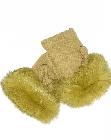 獭兔毛口半指羊毛手套