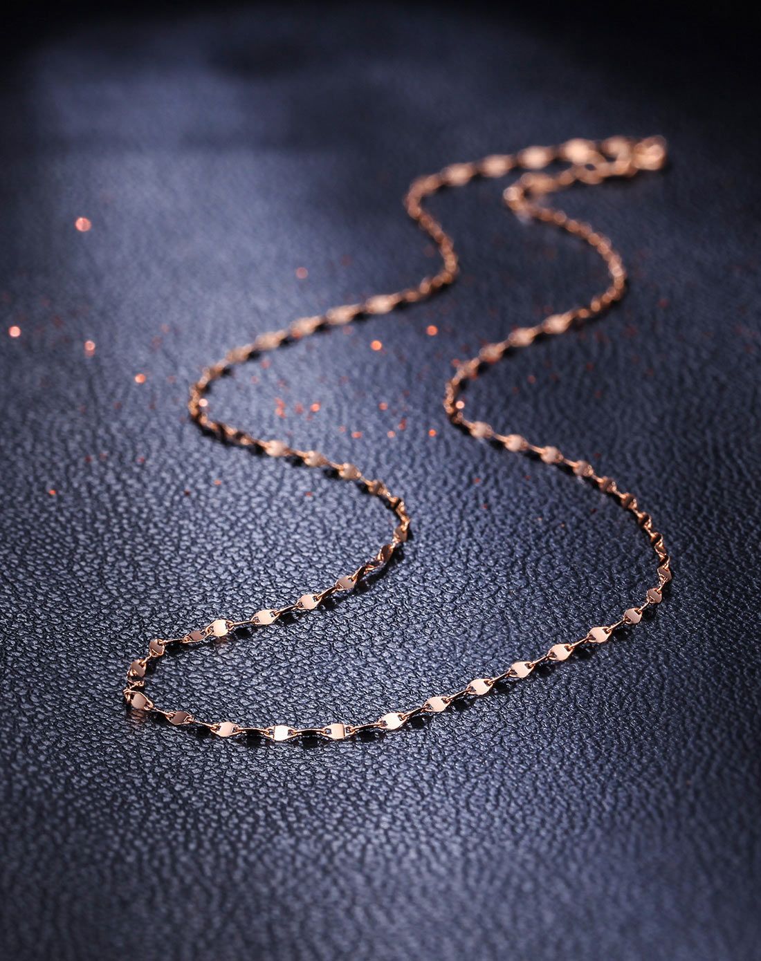 18k玫瑰百搭项链 瓦片链