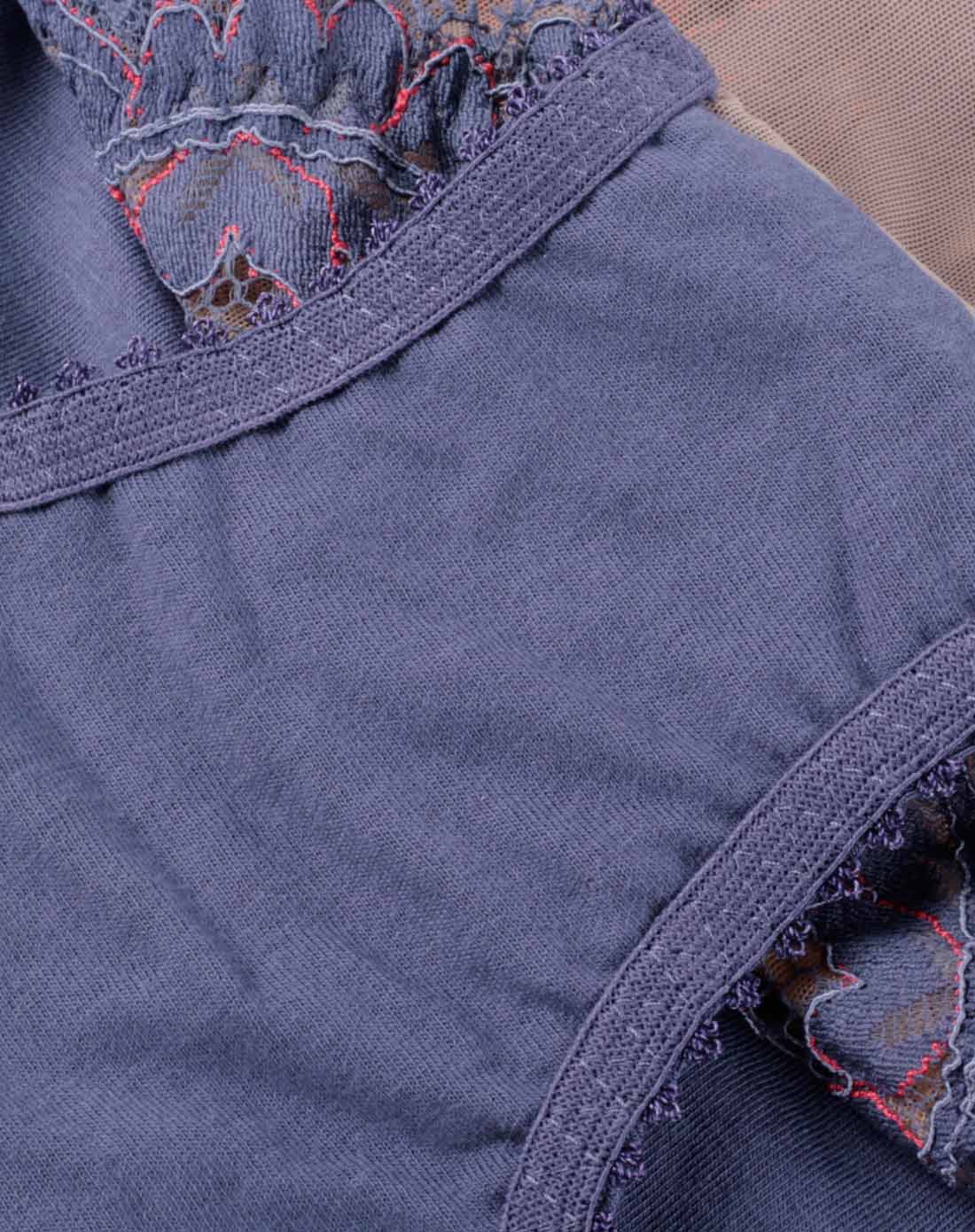 经典紫中腰三角棉裤