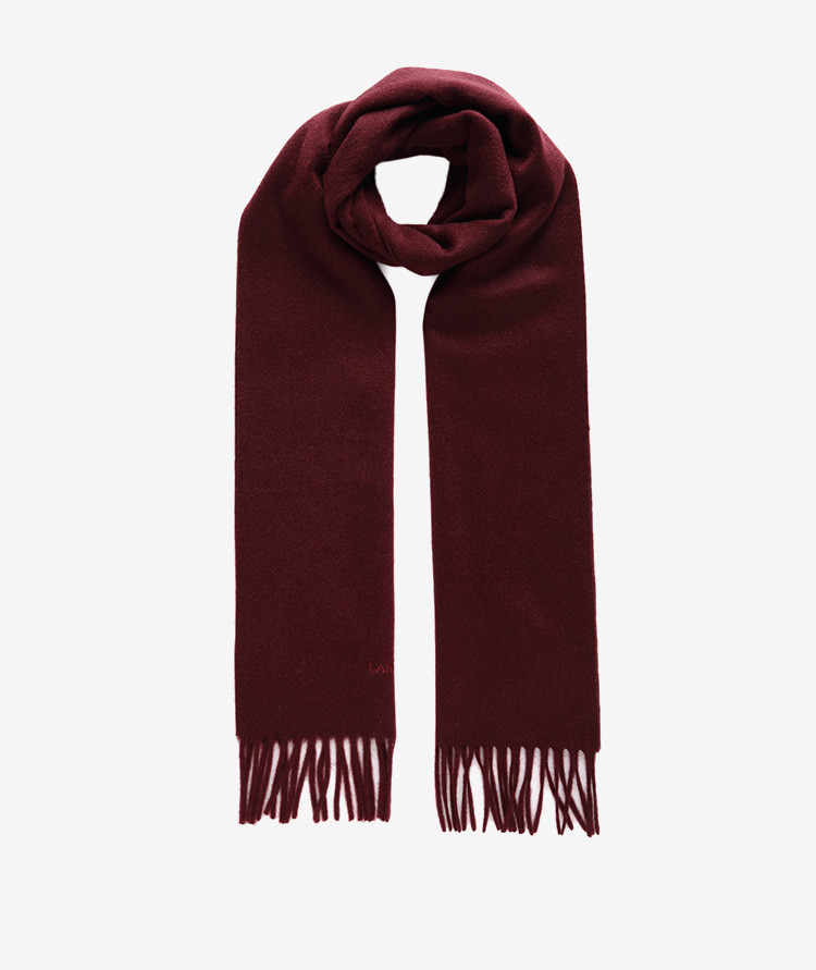 lanvin 流苏元素纯羊绒围巾 暗红色