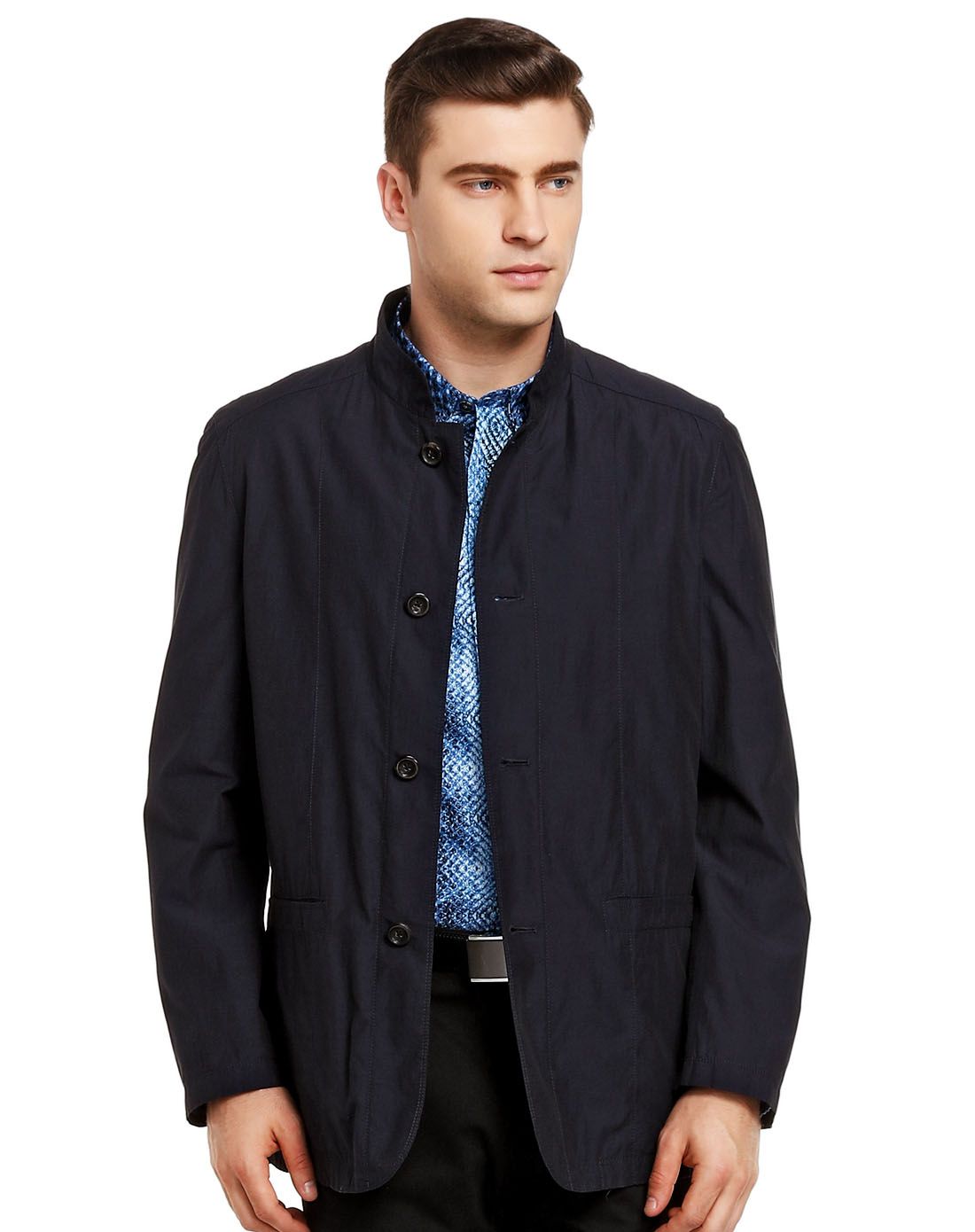 莱克代尔深蓝色进口长绒棉商务便装