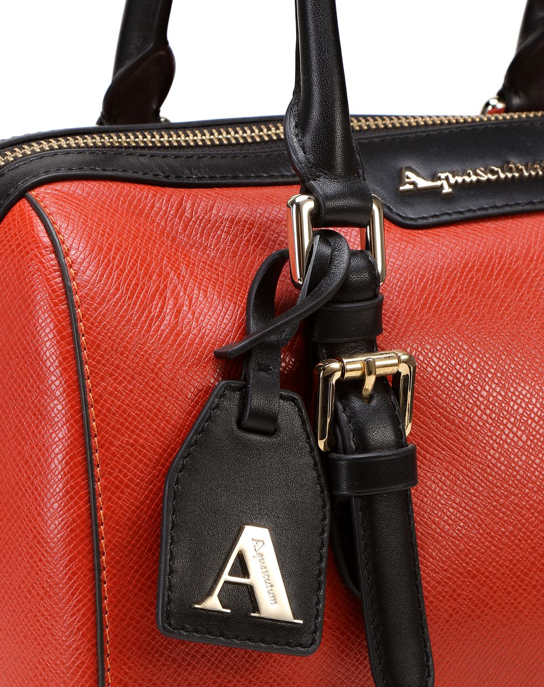 aquascutum雅格狮丹轻奢皮具专场女款黑橙色时尚都市手袋ghci0l-indm