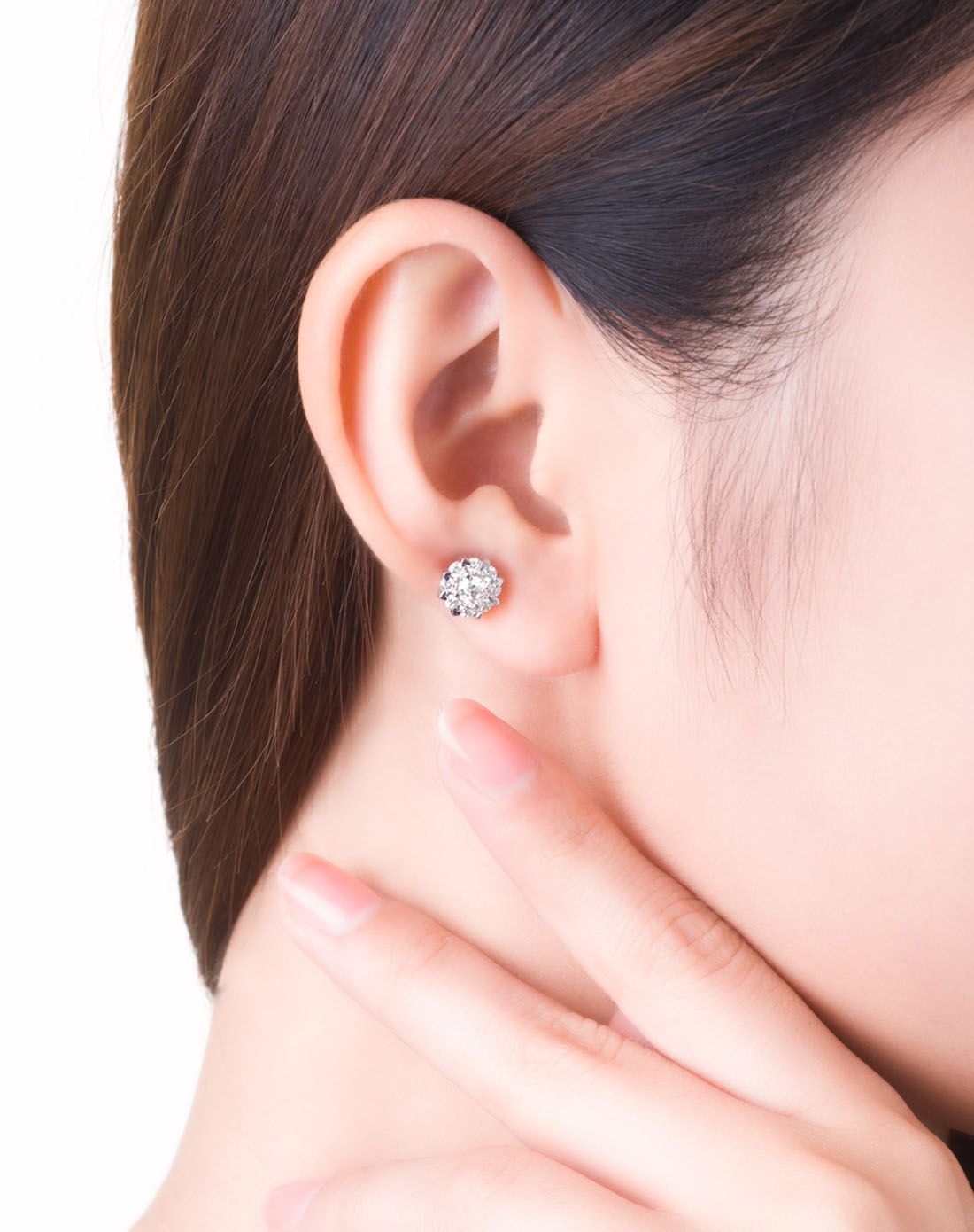 喜钻 女人花1克拉效果铂金0.25ct钻石耳钉