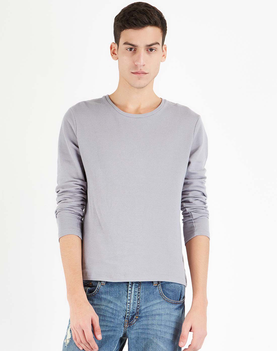 修身长袖圆领t恤男士t恤