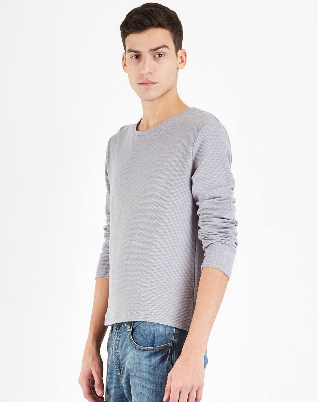 修身长袖圆领t恤男士t恤