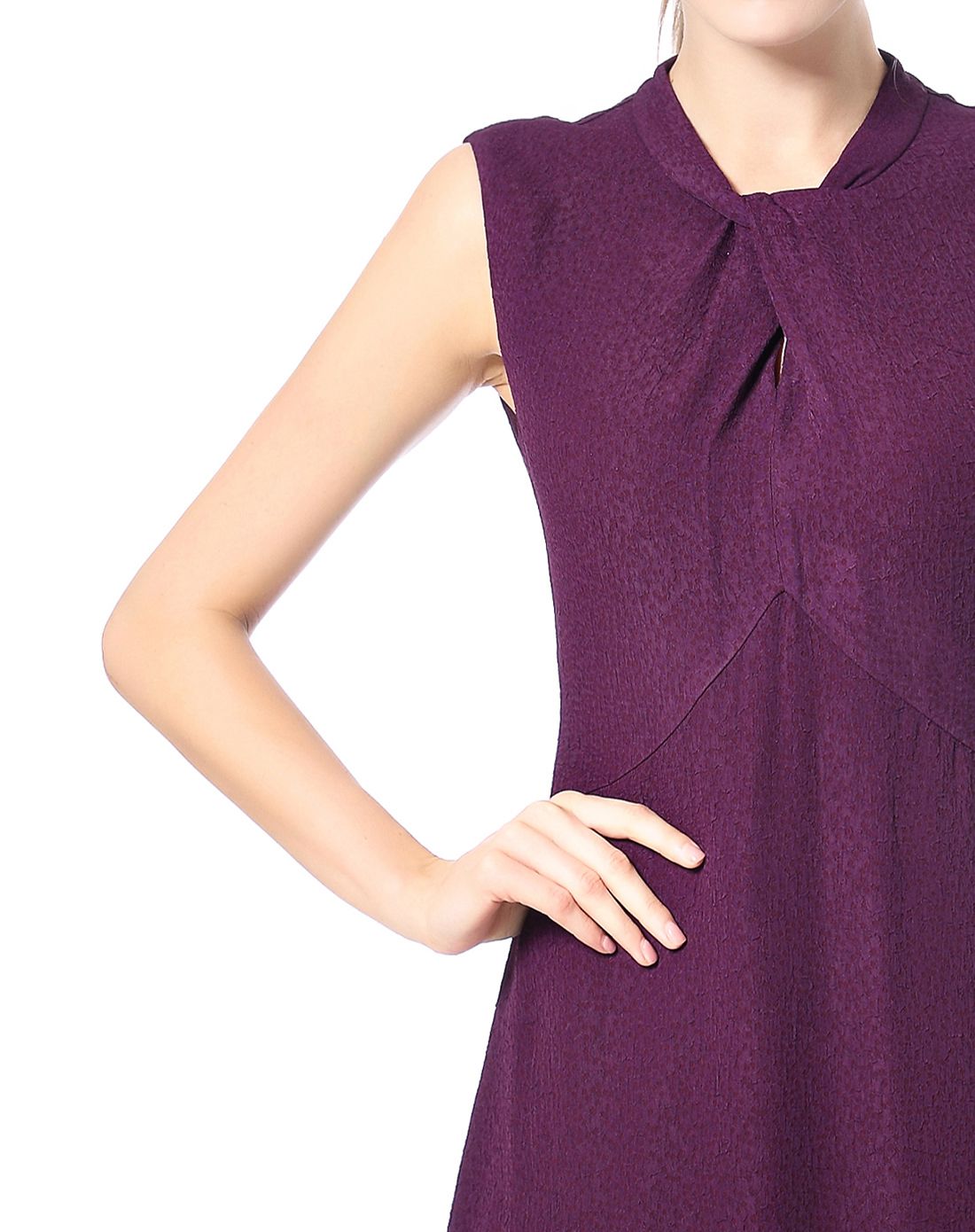 绛紫气质端庄时尚连衣裙