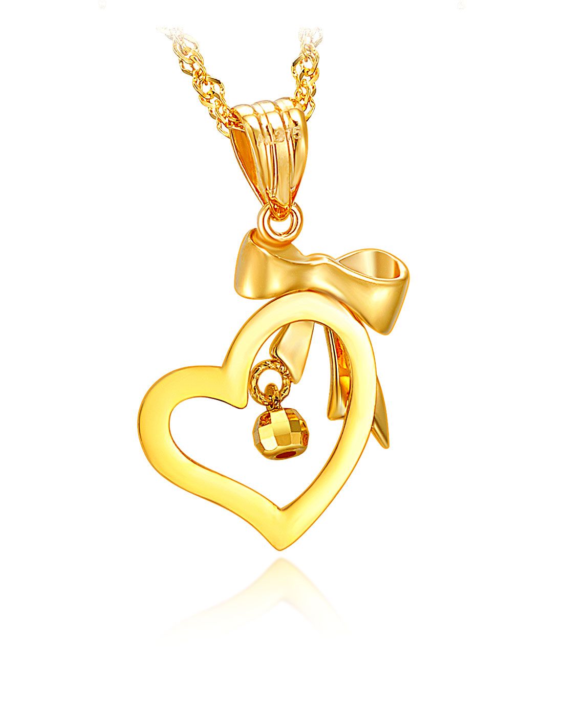 爱的礼物 黄色9k金吊坠 0.74克(赠925银项链)
