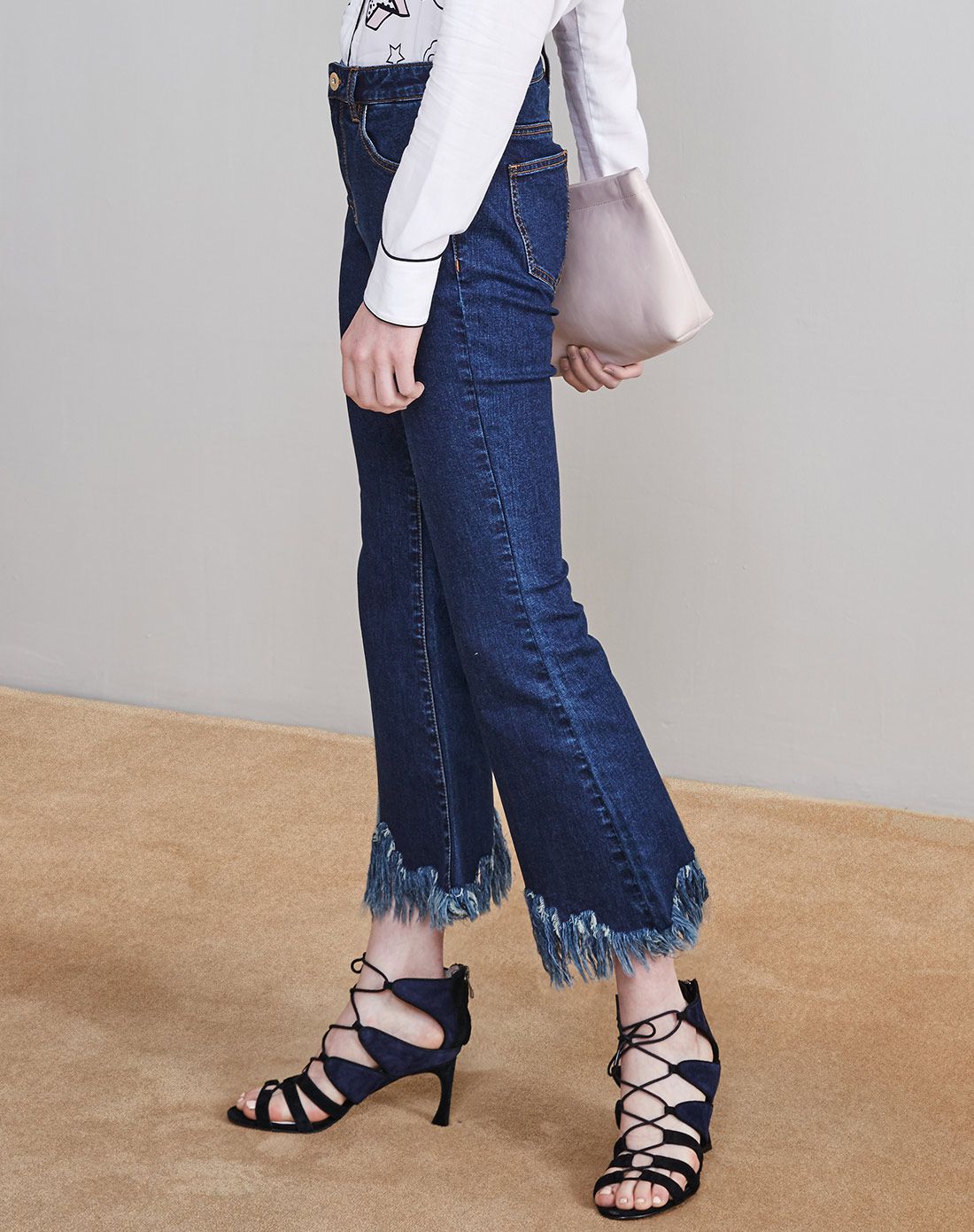 丽丽lily特卖旗舰店(旧)摩登流苏牛仔喇叭裤116320g5809409_唯品会