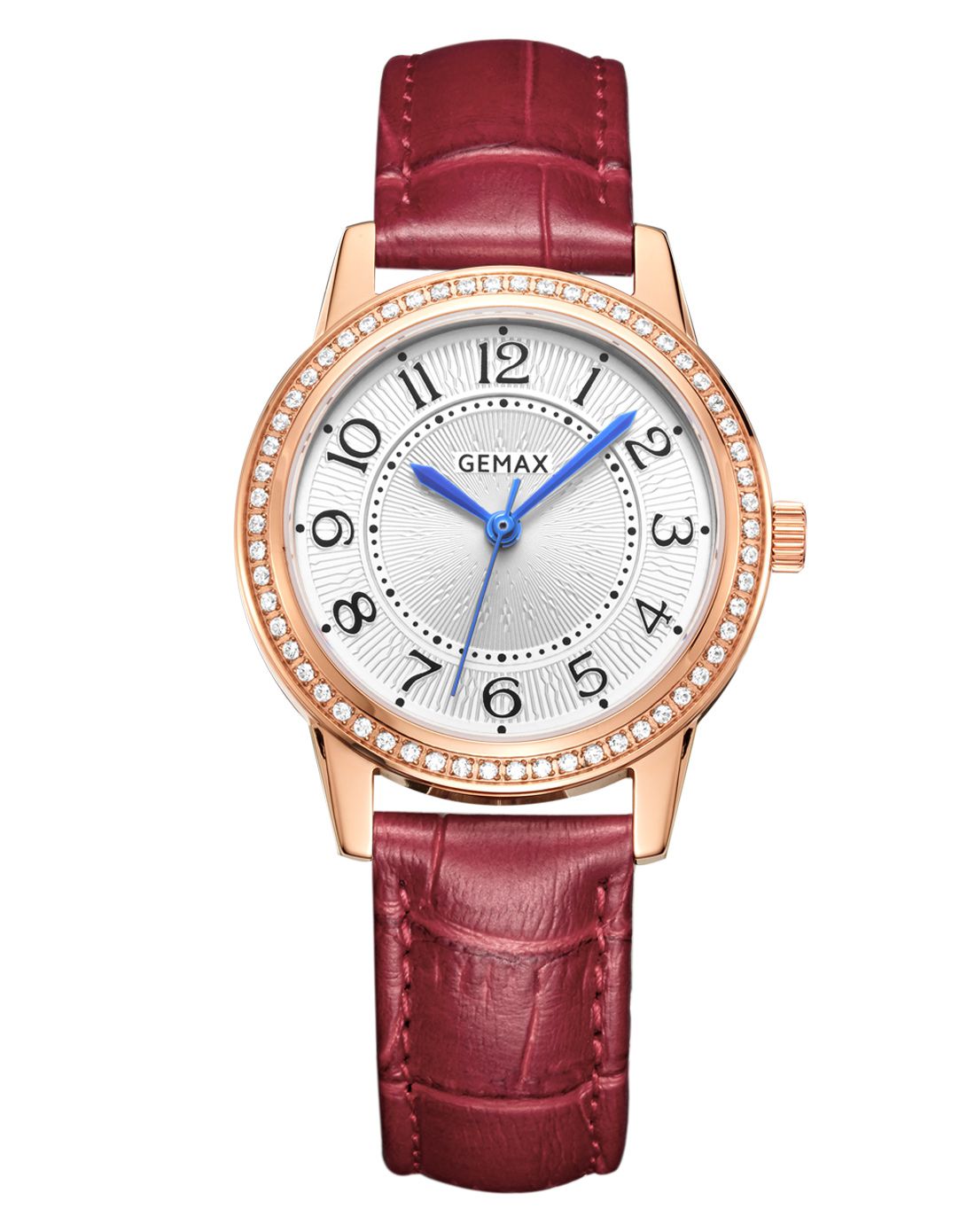 格玛仕gemax 新品 奢华镶钻魅力蓝指针条纹女士石英女表