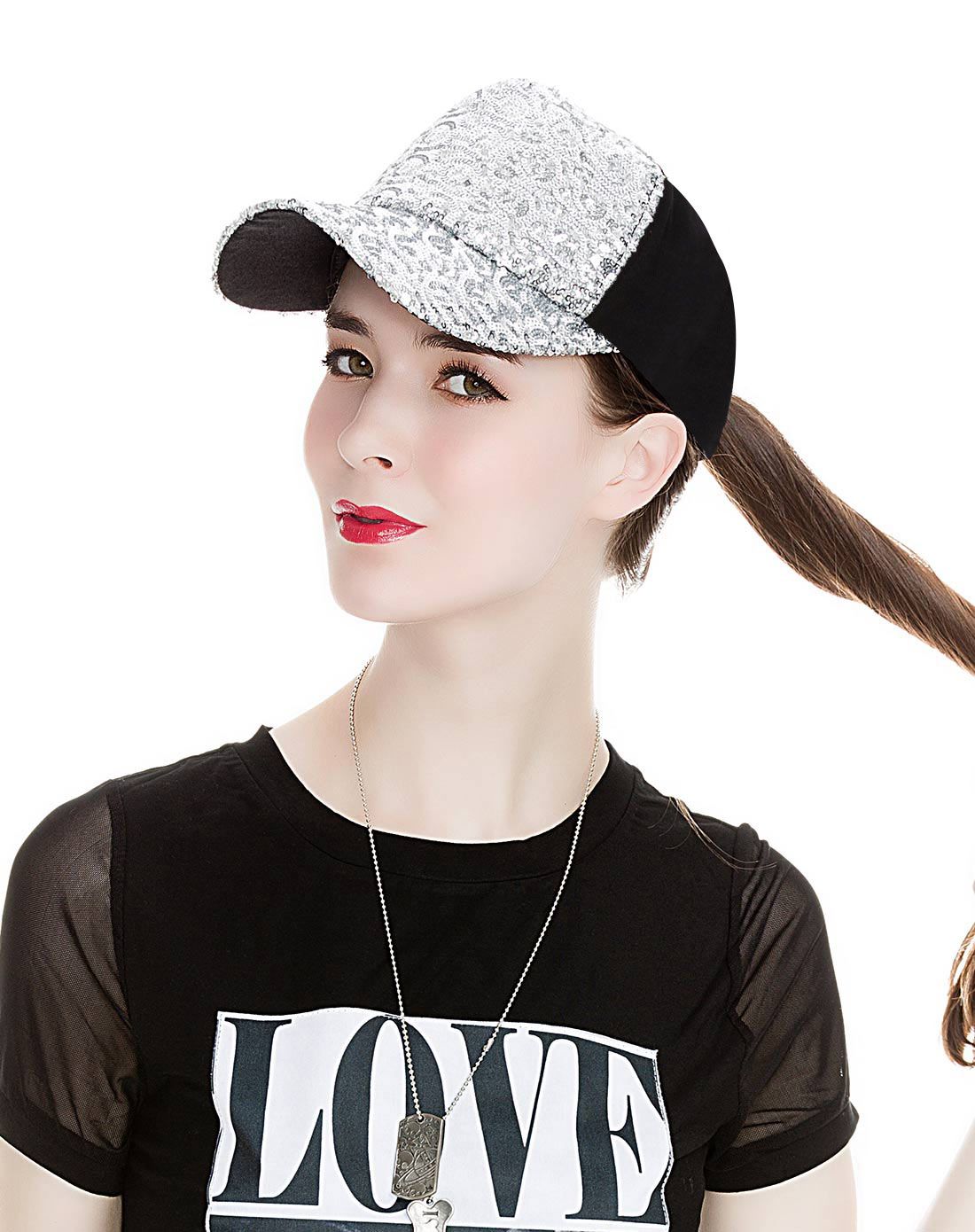 帽仕汇hattershub帽子专场 亮片潮款保暖银色棒球帽