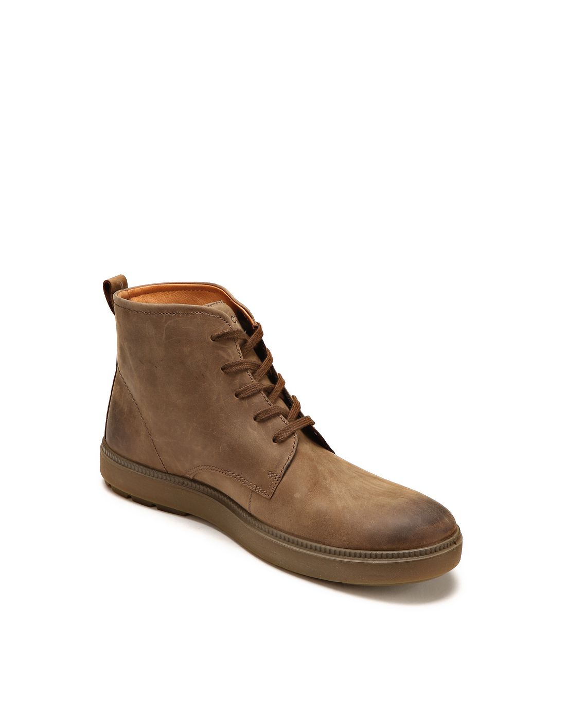 桦木棕色简约时尚系带高帮鞋