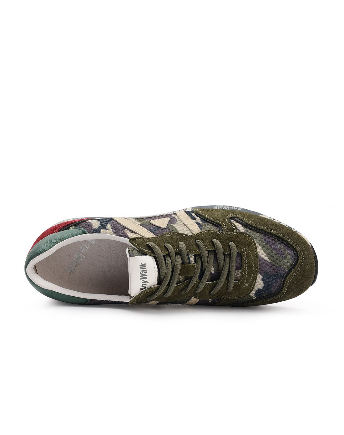 安尼沃克anywalk男军绿反绒皮拼接休闲运动男鞋smb151034a0953_唯品会