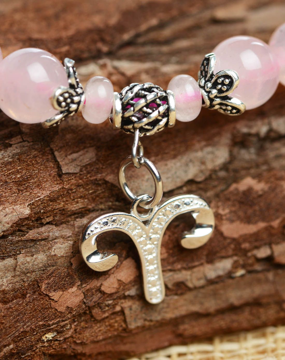 芙蓉石粉晶十二星座手链925银手串白羊座02