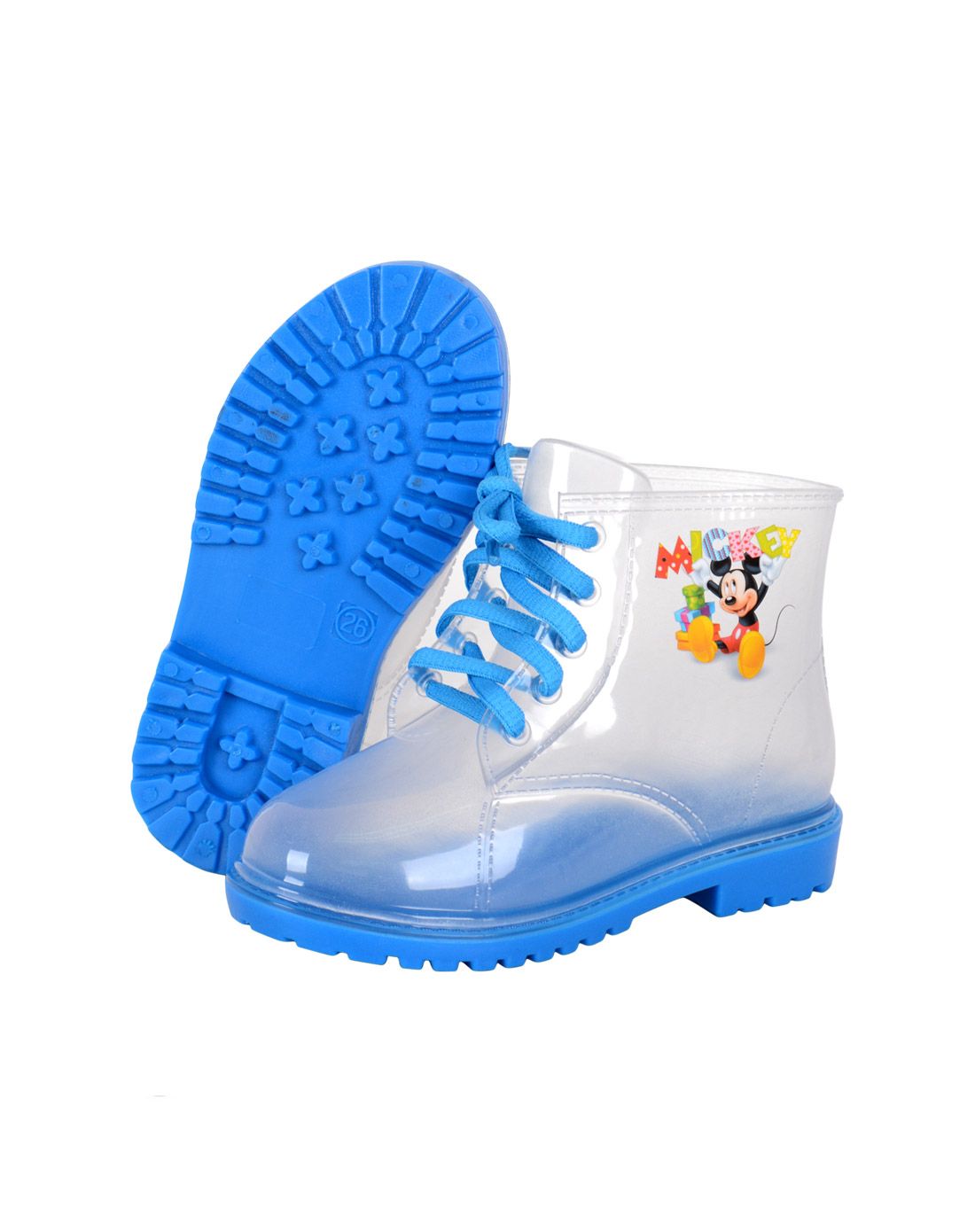 男童蓝色防滑米奇马丁靴造型雨鞋