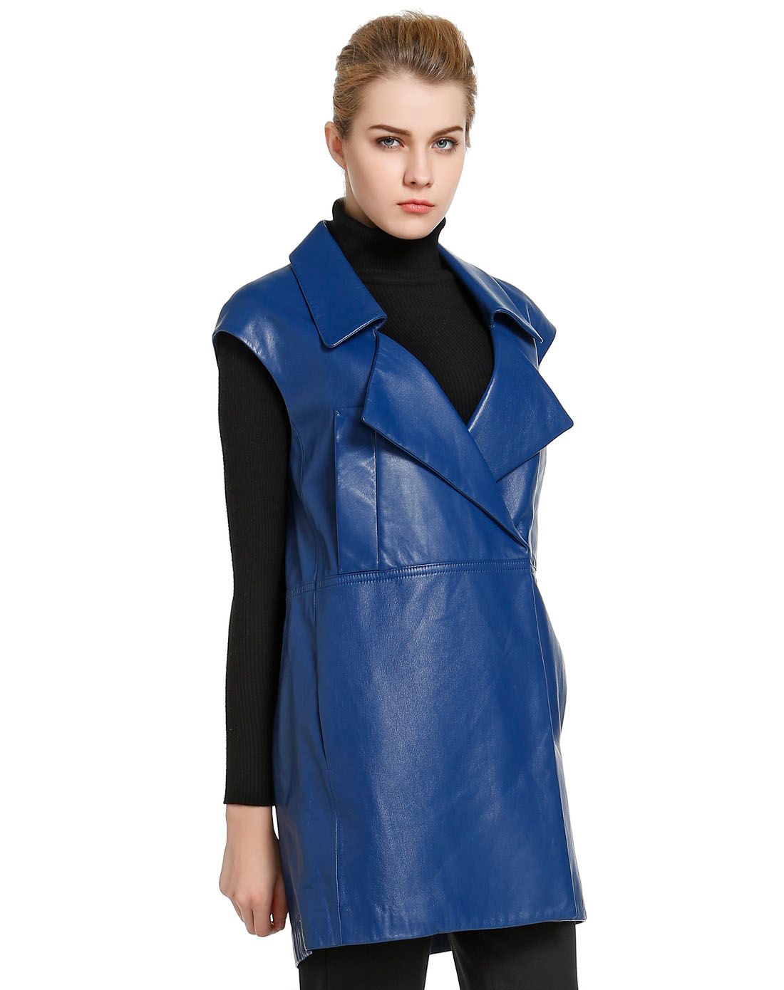 蓝色高贵大方皮马甲