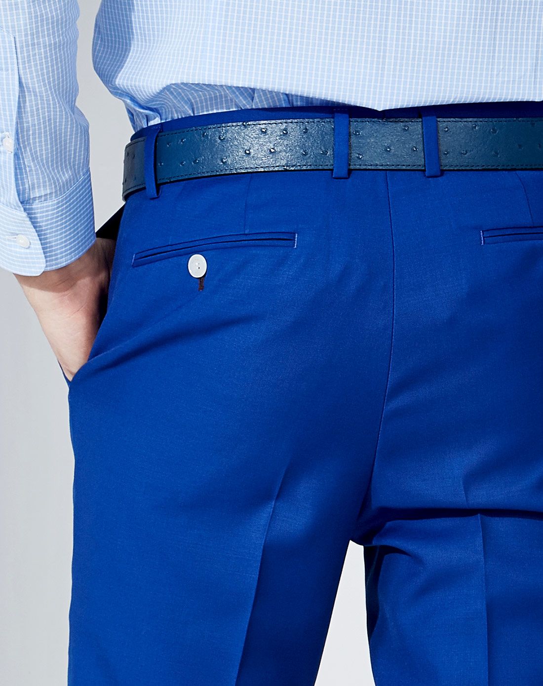 蓝色商务直筒正装长西裤