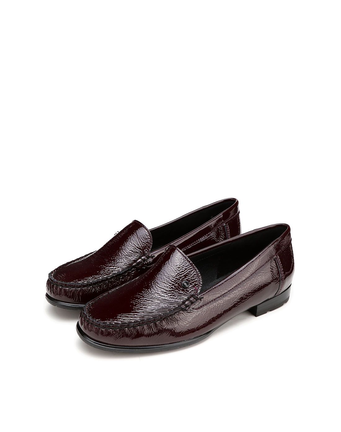 德国品牌ara进口牛皮革酒红色女鞋