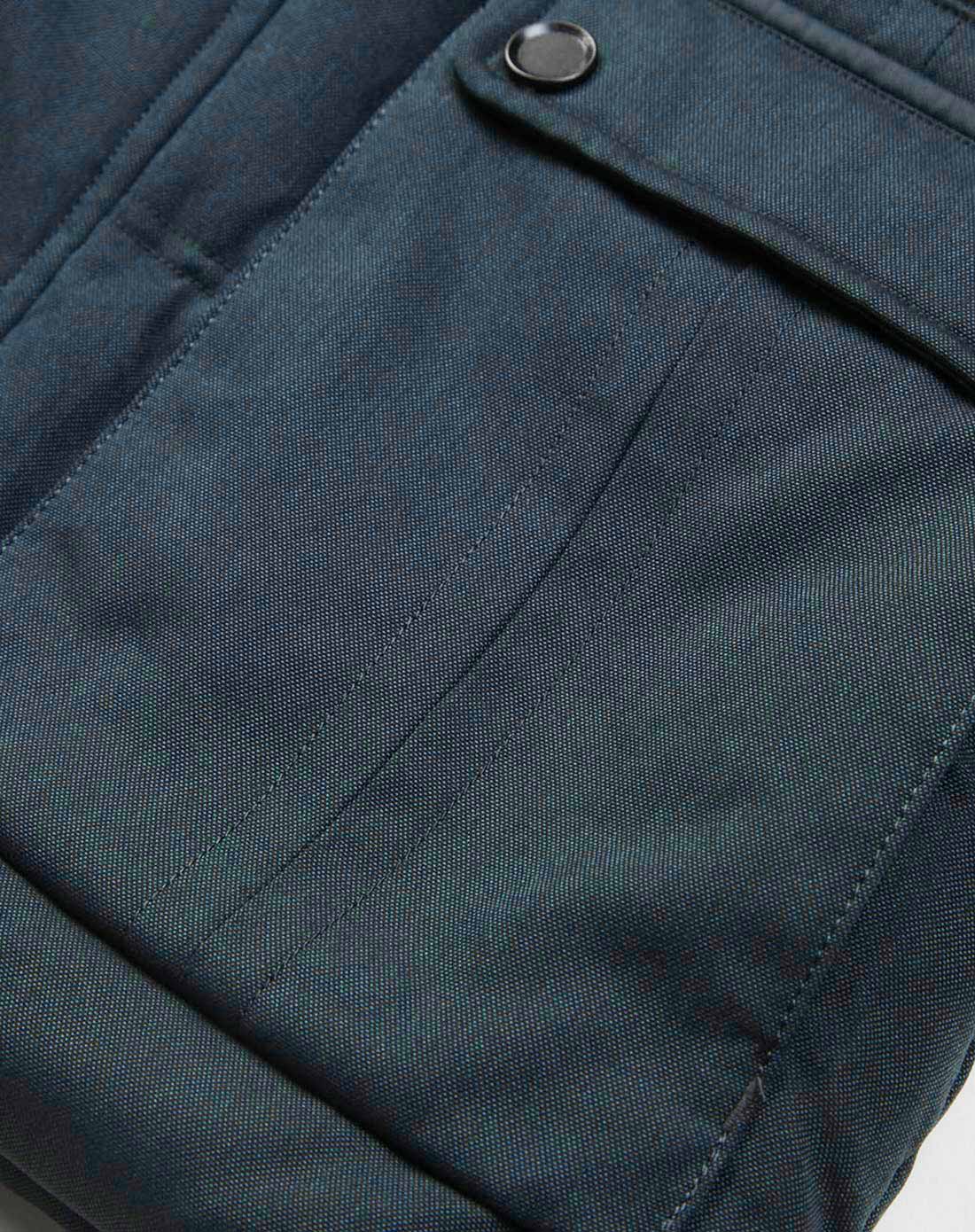 男款暗蓝绿色商务帅气连帽长袖羽绒服