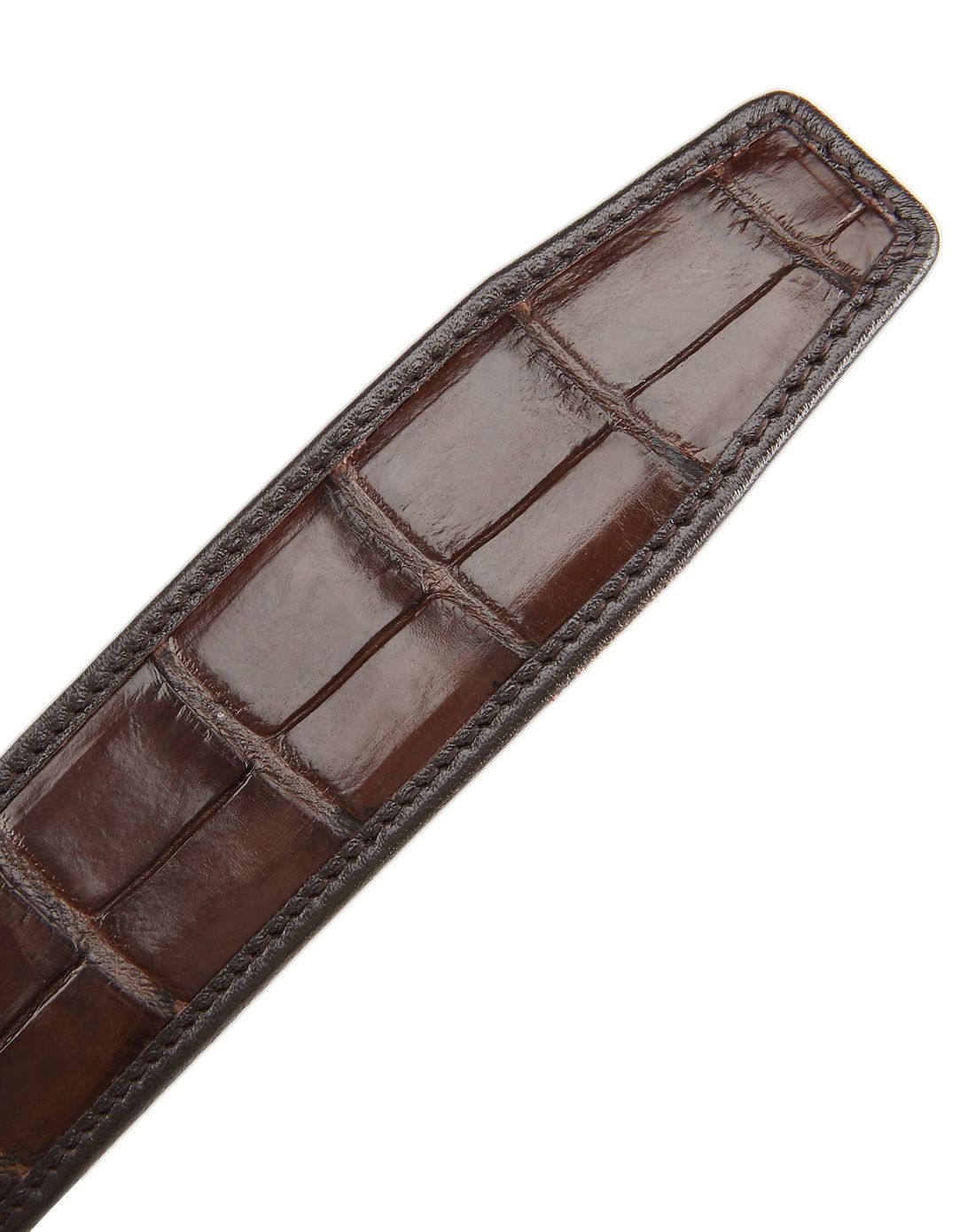 男款咖啡色鳄鱼皮时尚新款板扣皮带