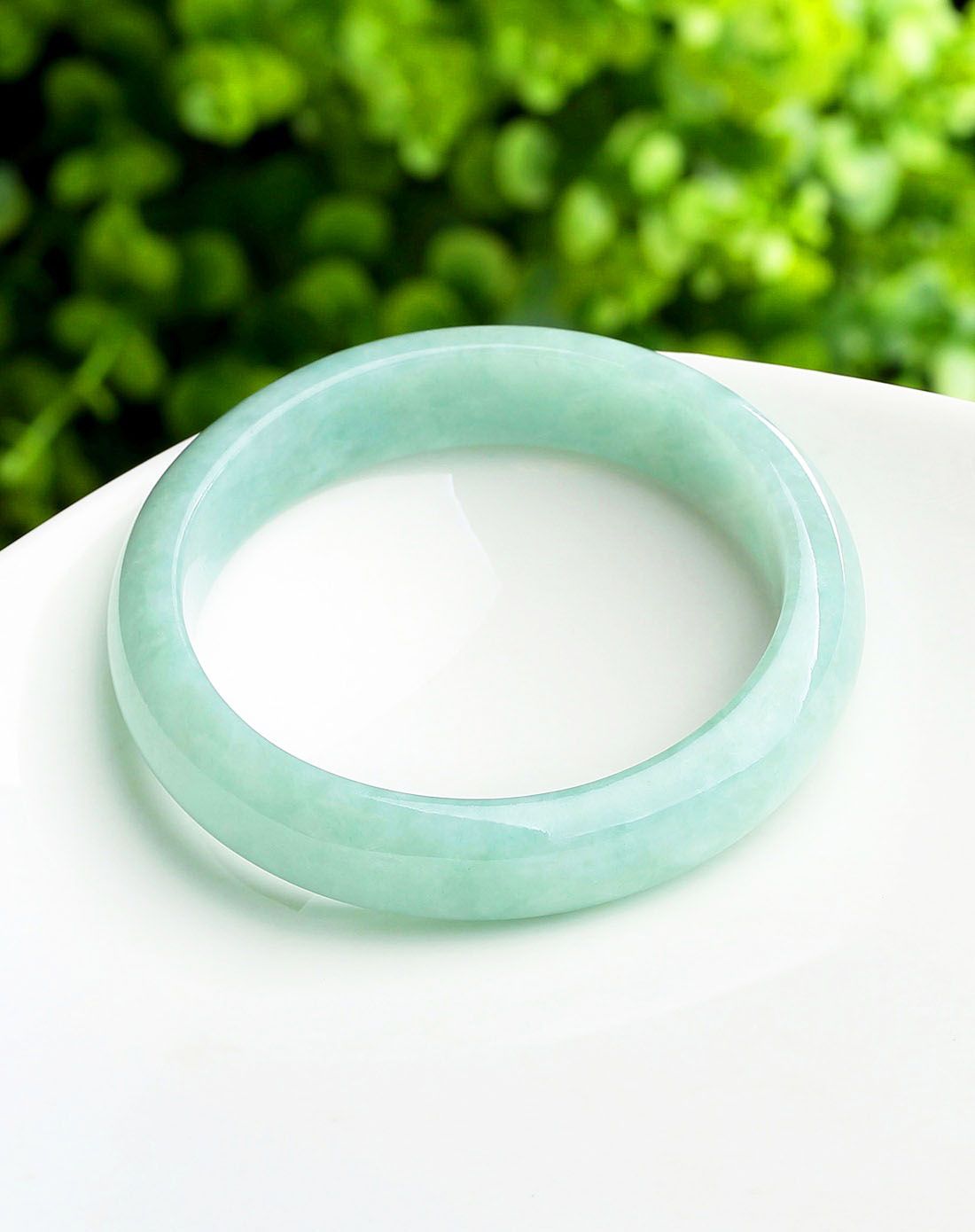 59mm冰糯种盈润浅绿色a货翡翠手镯