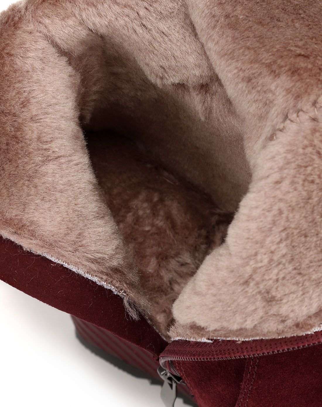 女款红色羊反绒面革棉靴
