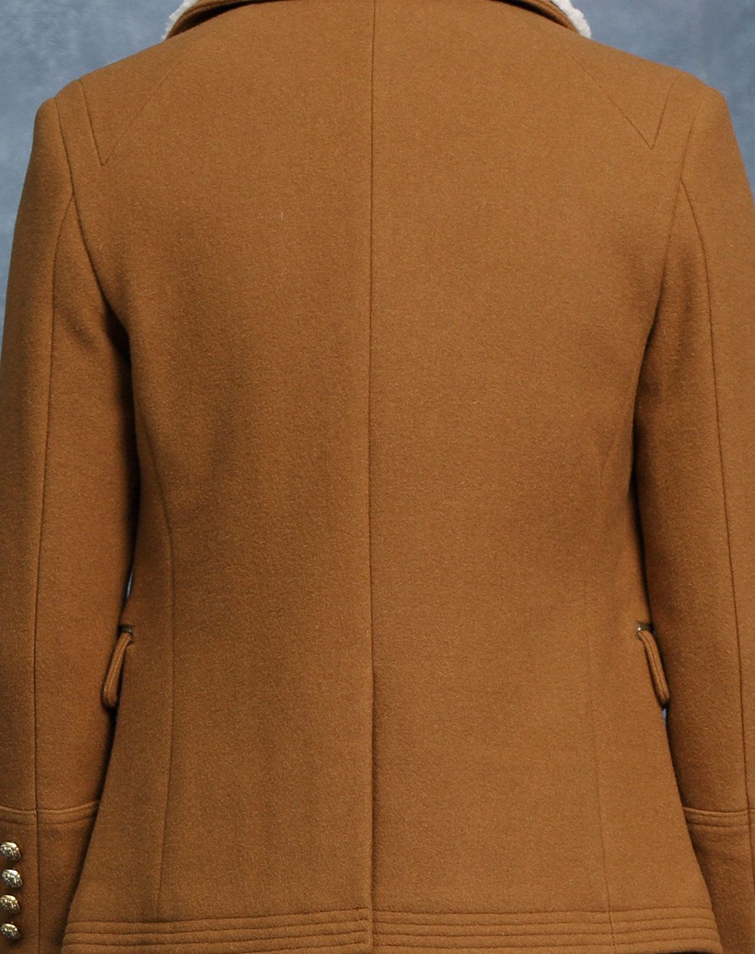 男款黄咖色修身毛呢风衣