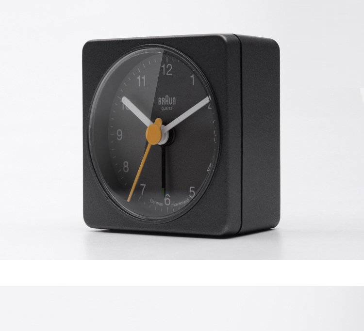 博朗经典方形指针式石英闹钟