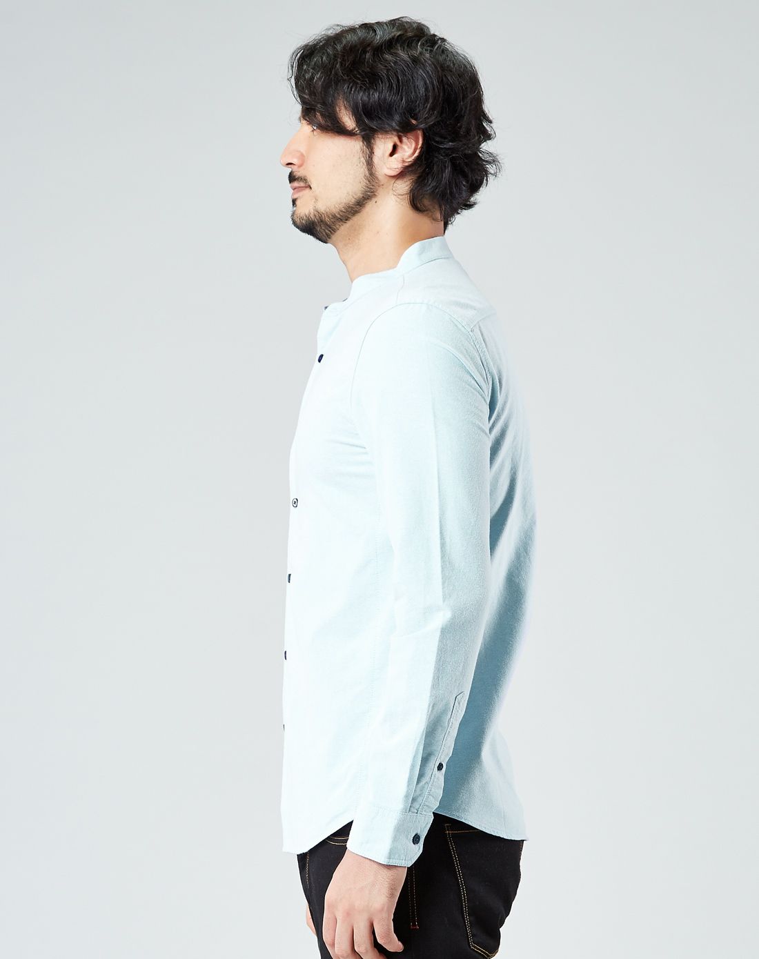 纯棉磨毛牛津纺小立领衬衫