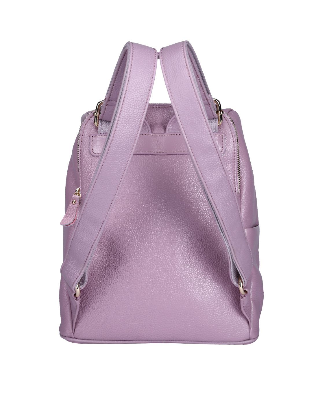 女款香芋粉色牛皮革休闲时尚旅行大背包