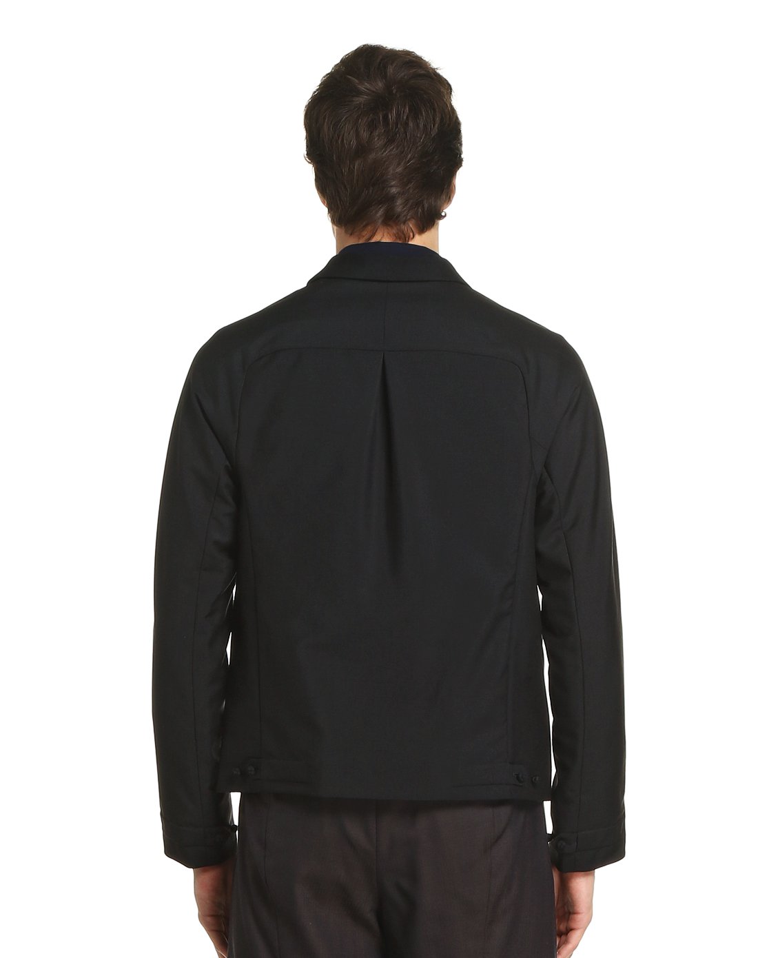 夏姿陈男款黑色翻领滑肩外套