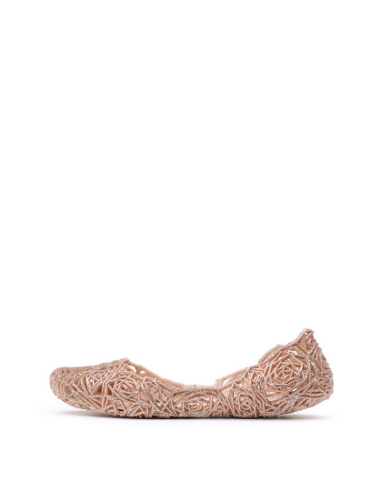 金黄注胶街头中空女士单鞋子