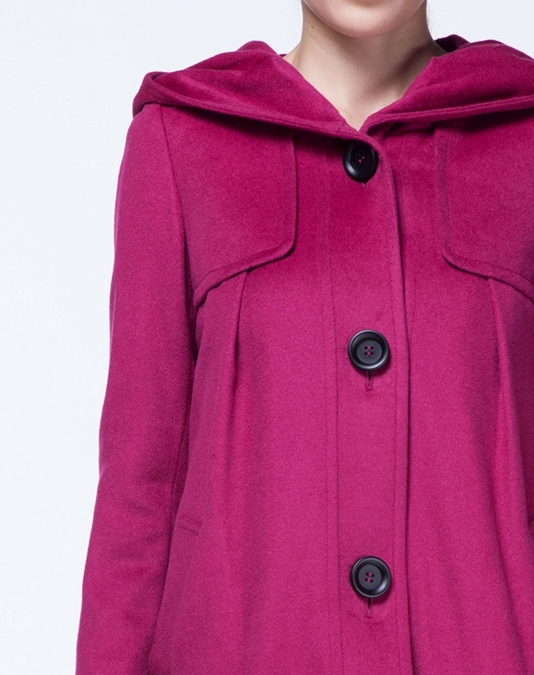 桃红色连帽时尚俏丽大衣