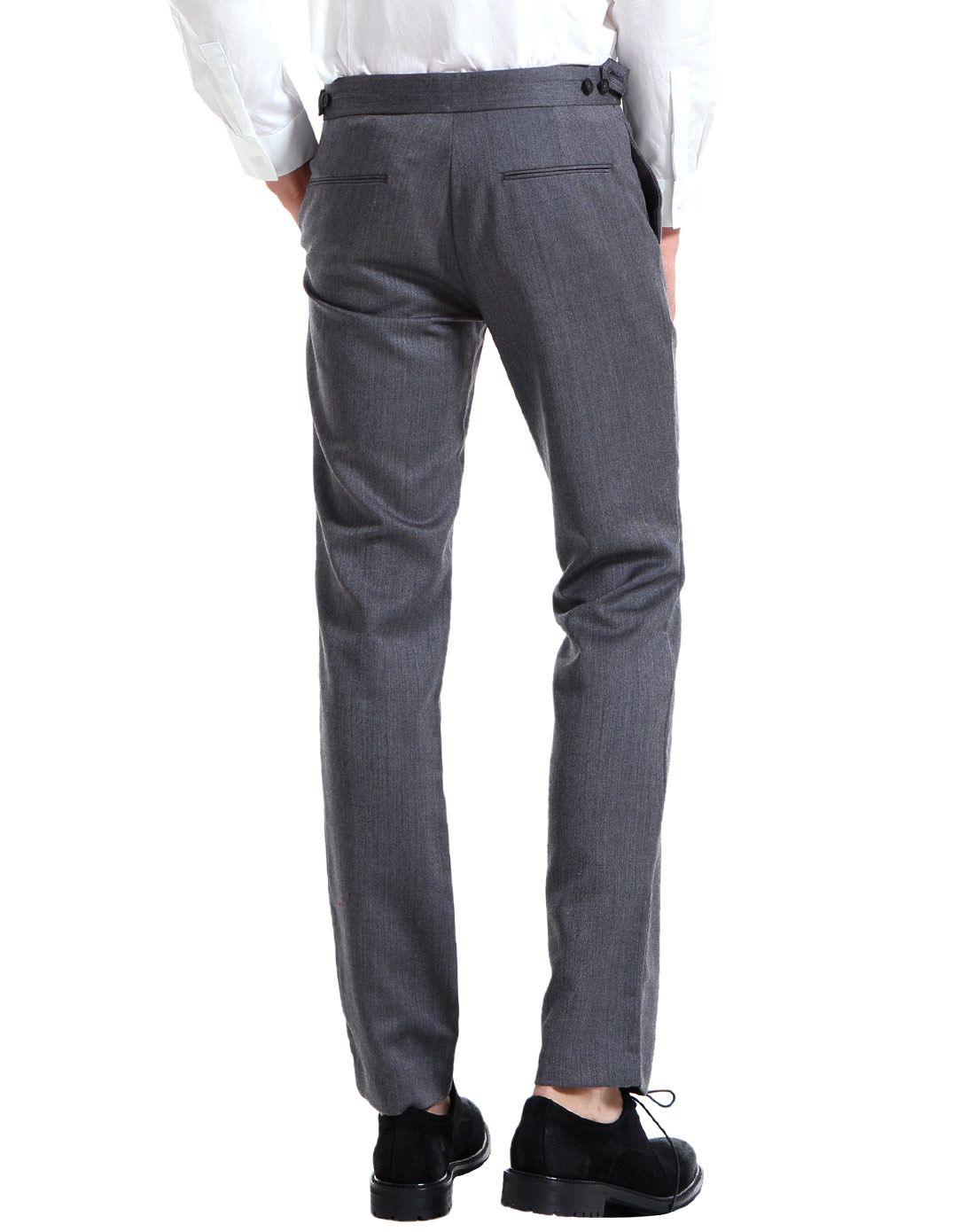 藕灰色商务通勤修身西装长裤