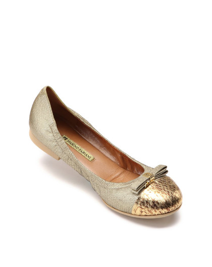 marino fabiani & perlita意大利进口可爱女生 蝴蝶结女款金色羊皮