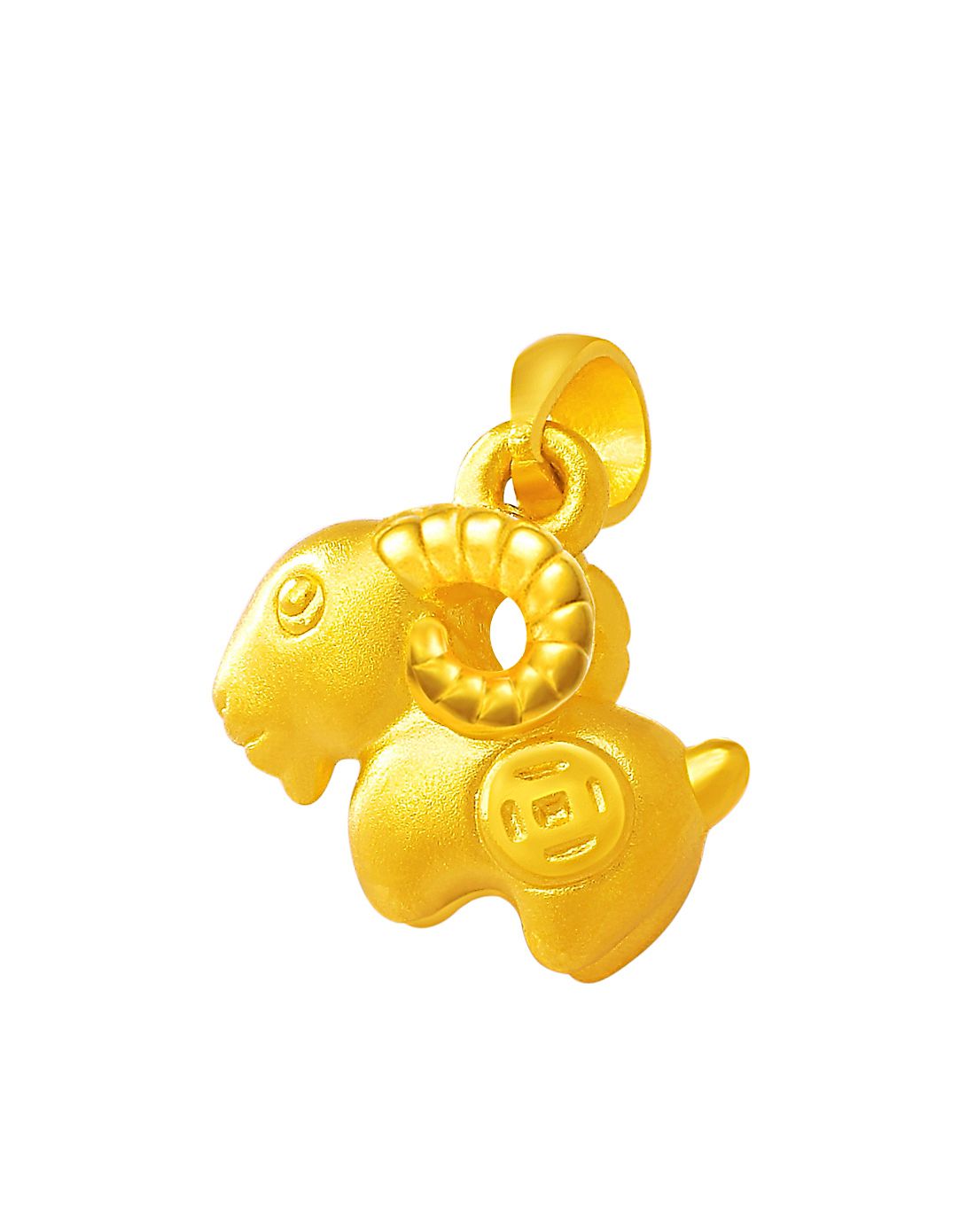 3d硬金黄金吊坠 q版小山羊(不含项链)