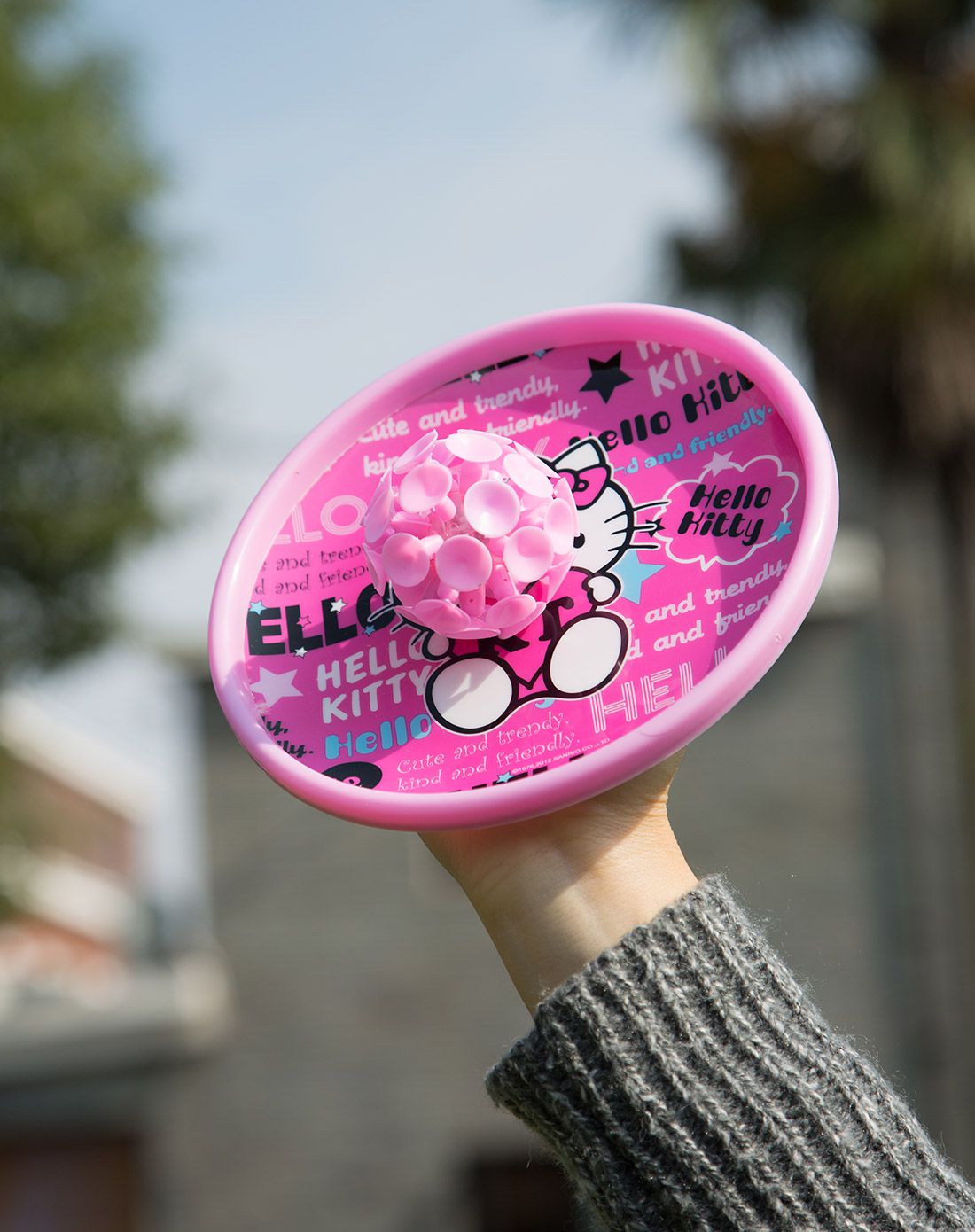 【两件起售】hello kitty儿童可爱抛接粘粘闪光吸盘球套装-粉红