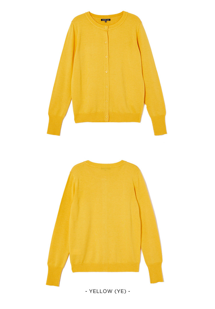 lap 2018秋季新品亮色圆领单排扣紧口袖百搭款保暖女式针织衫