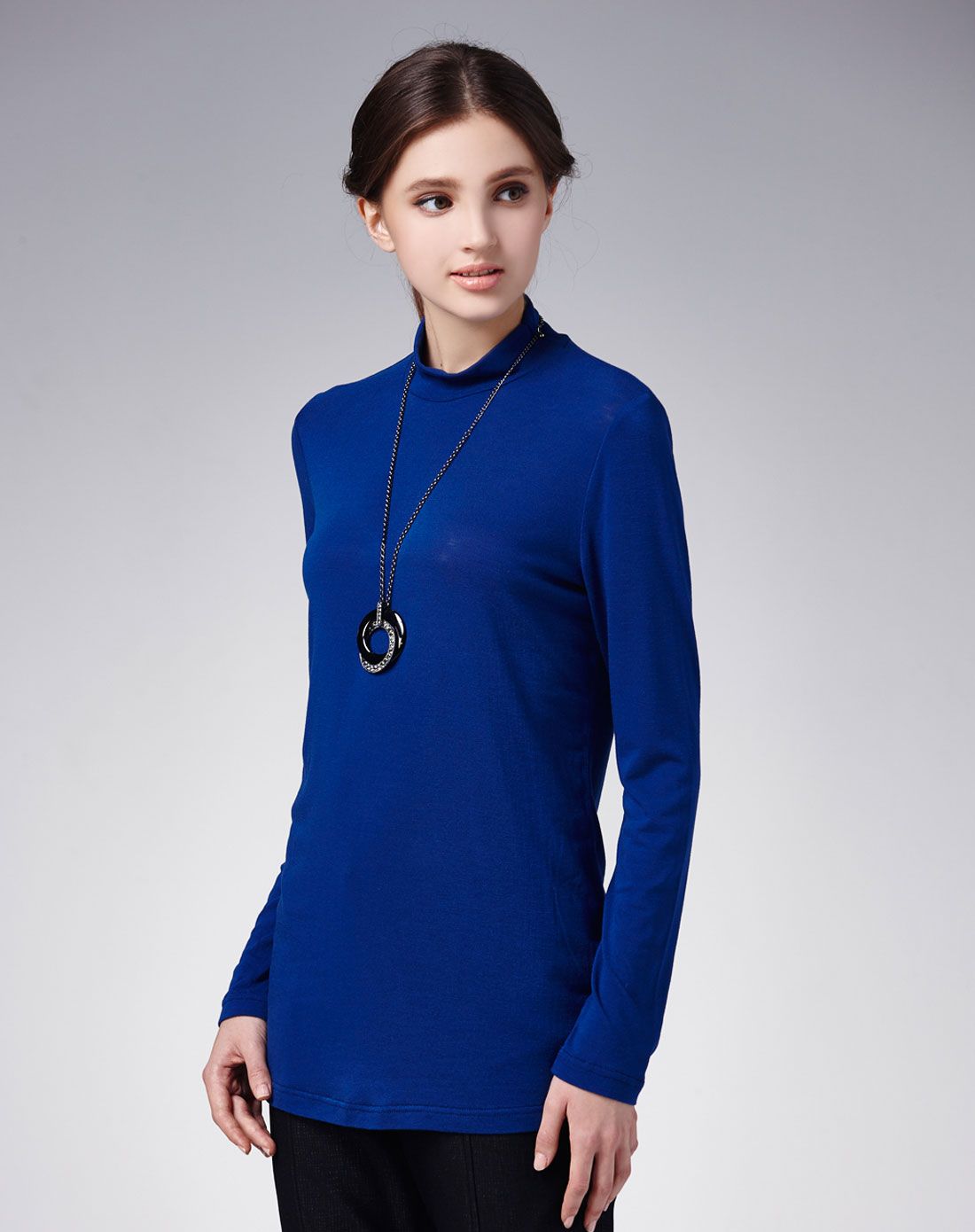 [justjsmiss]深蓝色舒适百搭长袖针织上衣