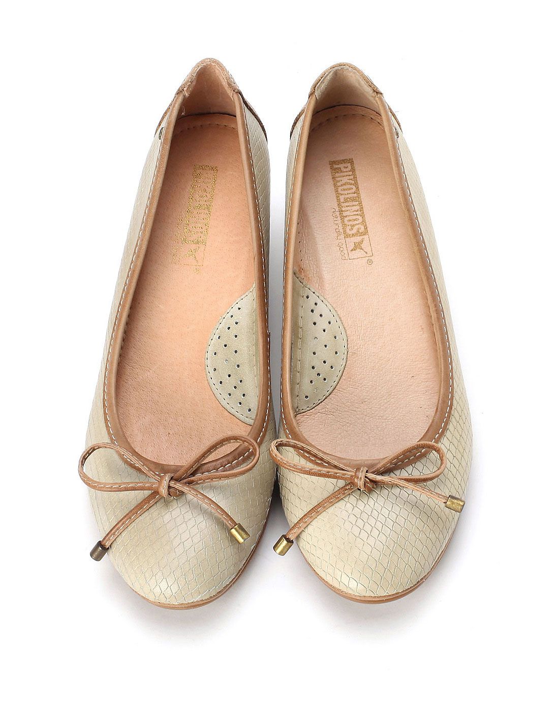 派高雁通勤烟灰色头层牛皮圆头女式单鞋