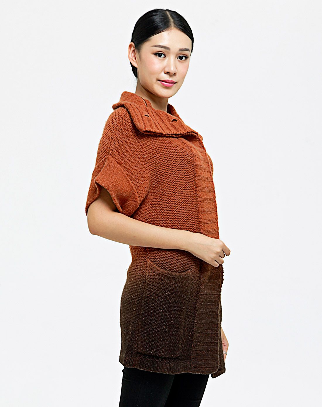 谷子corn女装专场 黄色大开领针织衫