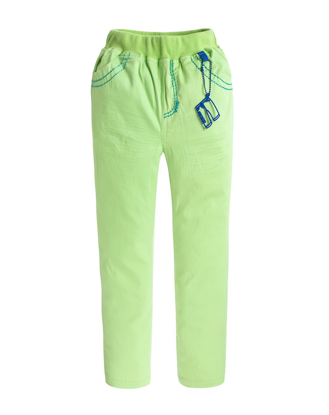 男童荧光黄撞色拉链长裤