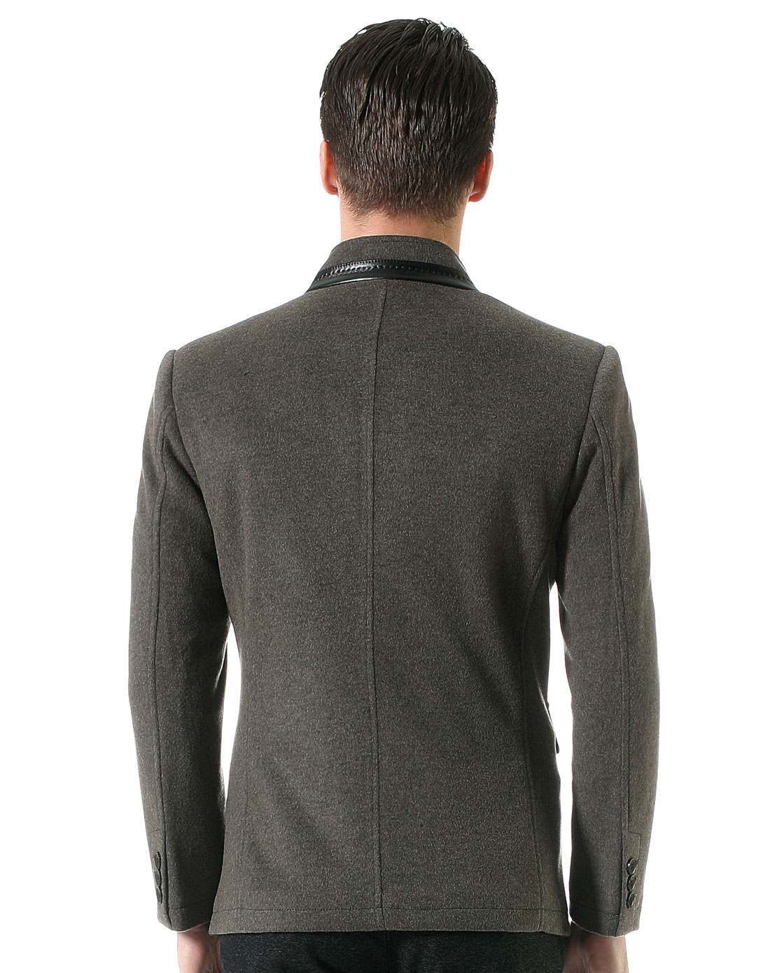 男士啡灰色立领休闲时尚羊毛大衣